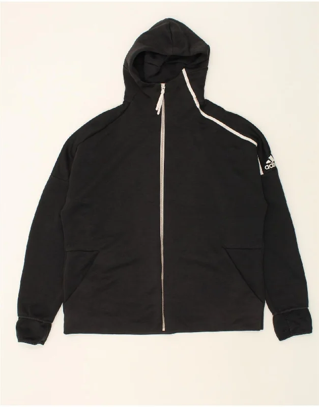ADIDAS Mens Graphic Zip Hoodie Sweater 2XL Black Polyester Stylish Fashionable Trendy ADIDAS Mens Graphic Zip Hoodie Sweater 2XL Black Polyester Stylish Fashionable Trendy