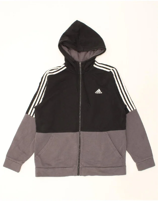 ADIDAS Mens Zip Hoodie Sweater Large Black Colourblock Cotton Open Front Closed Front Wrap Front ADIDAS Mens Zip Hoodie Sweater Large Black Colourblock Cotton Open Front Closed Front Wrap Front
