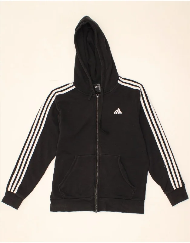 ADIDAS Mens Zip Hoodie Sweater Medium Black Cotton High Neck Crew Neck V-Neck