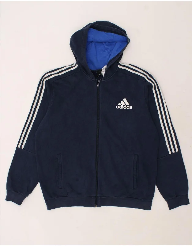 ADIDAS Mens Zip Hoodie Sweater XL Navy Blue Cotton Hooded Sweater Collared Sweater Shawl Collar ADIDAS Mens Zip Hoodie Sweater XL Navy Blue Cotton Hooded Sweater Collared Sweater Shawl Collar