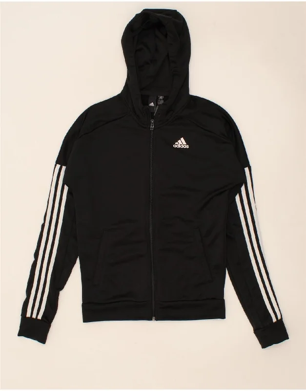 ADIDAS Mens Zip Hoodie Sweater XS Black Fitted Slim Tailored