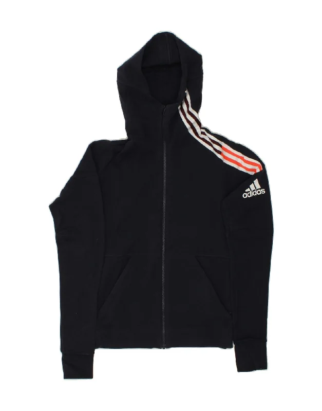 ADIDAS Womens Graphic Zip Hoodie Sweater UK 6 XS Navy Blue Cotton Fleece Sweater Nylon Polyester ADIDAS Womens Graphic Zip Hoodie Sweater UK 6 XS Navy Blue Cotton Fleece Sweater Nylon Polyester
