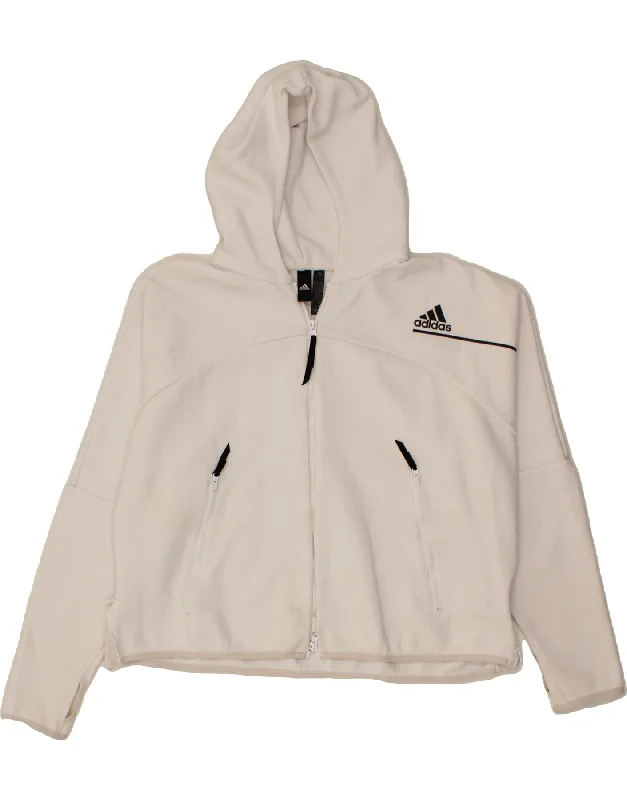 ADIDAS Womens Oversized Crop Zip Hoodie Sweater UK 24/26 2XL White Cotton Nylon Fabric Polyester Fabric Spandex Fabric ADIDAS Womens Oversized Crop Zip Hoodie Sweater UK 24/26 2XL White Cotton Nylon Fabric Polyester Fabric Spandex Fabric