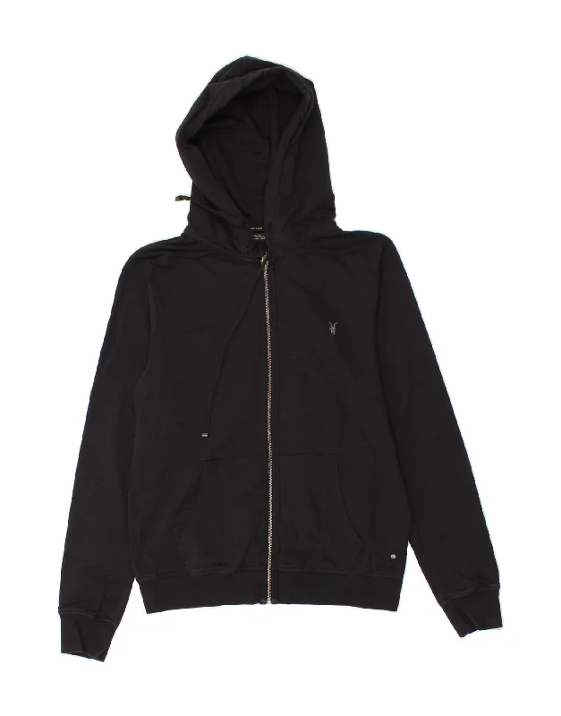 ALL SAINTS Mens Zip Hoodie Sweater Large Black Cotton Open Front Closed Front Wrap Front ALL SAINTS Mens Zip Hoodie Sweater Large Black Cotton Open Front Closed Front Wrap Front