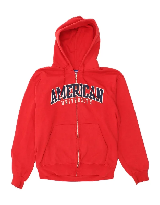 CHAMPION Mens Graphic Zip Hoodie Sweater Medium Red Cotton Elegant Classic Vintage