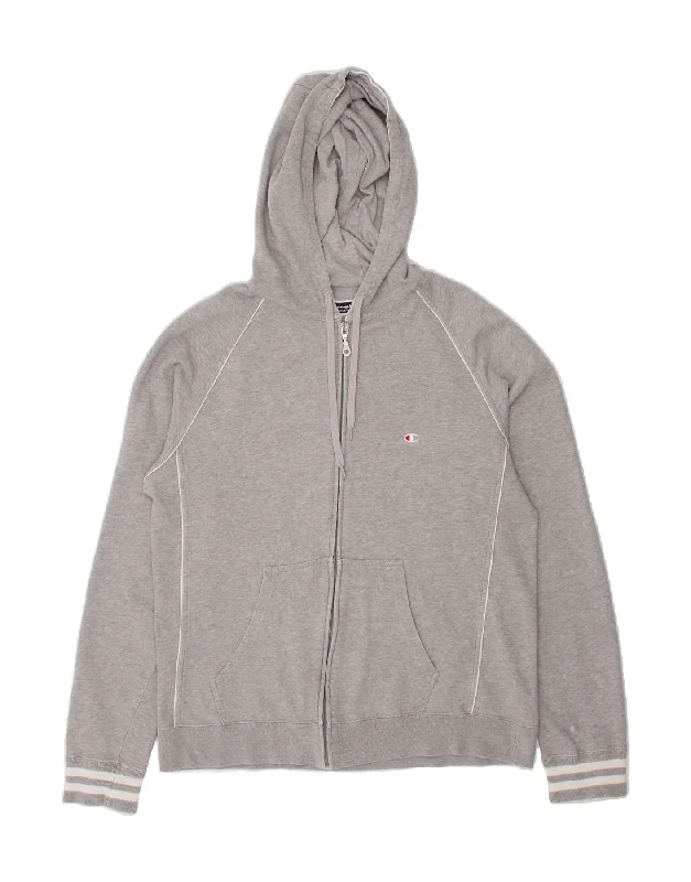 CHAMPION Mens Slim Zip Hoodie Sweater XL Grey Turtle Neck Boat Neck Asymmetrical Neck CHAMPION Mens Slim Zip Hoodie Sweater XL Grey Turtle Neck Boat Neck Asymmetrical Neck