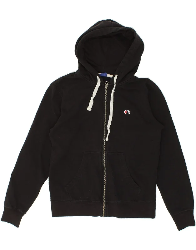 CHAMPION Womens Zip Hoodie Sweater UK 10 Small Black Cotton Real Fur Shearling Chenille CHAMPION Womens Zip Hoodie Sweater UK 10 Small Black Cotton Real Fur Shearling Chenille
