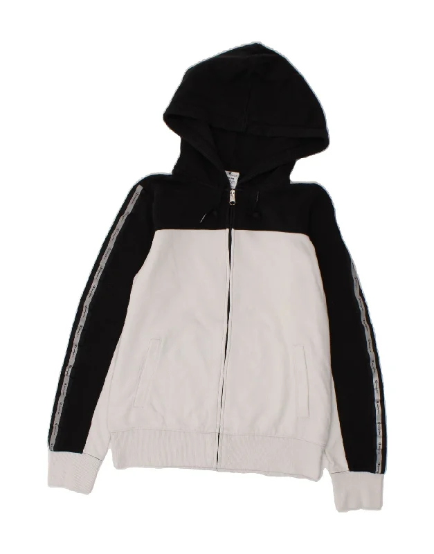 CHAMPION Womens Zip Hoodie Sweater UK 12 Medium White Colourblock Cotton Solid Color Striped Floral Print CHAMPION Womens Zip Hoodie Sweater UK 12 Medium White Colourblock Cotton Solid Color Striped Floral Print