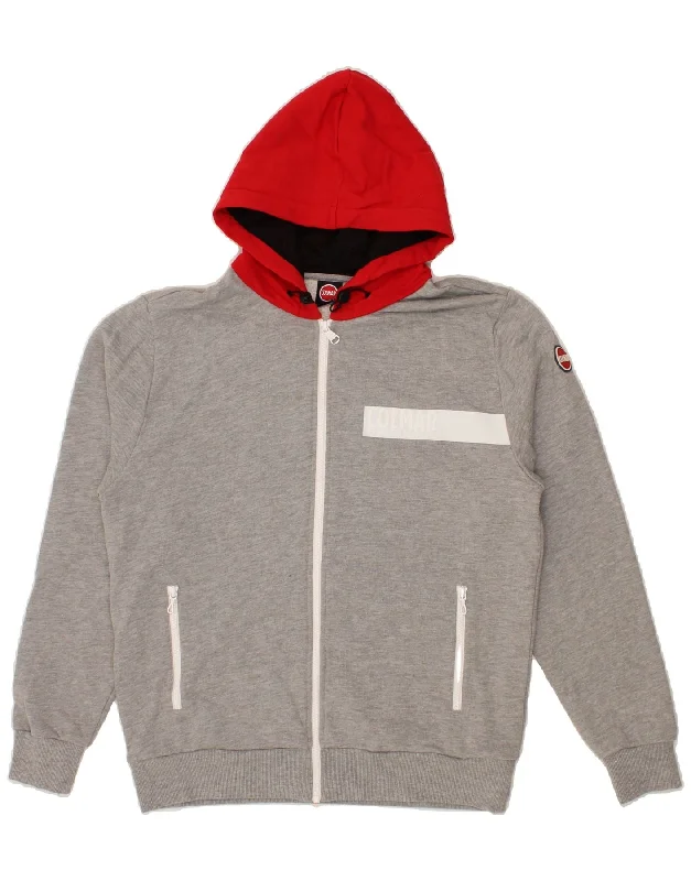 COLMAR Mens Zip Hoodie Sweater Large Grey Colourblock Cotton Thin Thick Dense