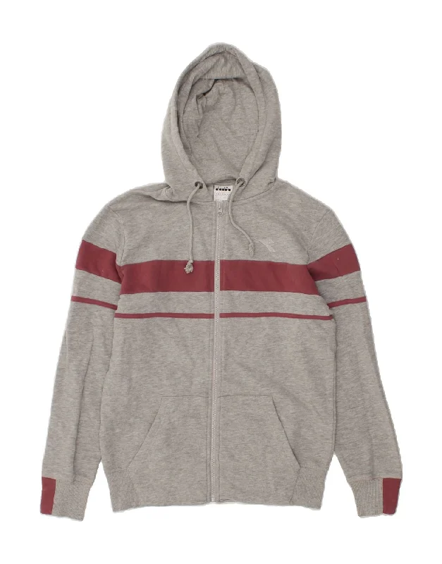 DIADORA Mens Zip Hoodie Sweater Small Grey Striped Chenille Fabric Brocade Fabric Lace Fabric DIADORA Mens Zip Hoodie Sweater Small Grey Striped Chenille Fabric Brocade Fabric Lace Fabric