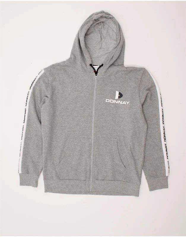 DONNAY Mens Graphic Zip Hoodie Sweater XL Grey Cotton Casual Formal Business