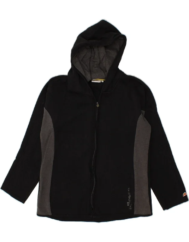 ELLESSE Womens Graphic Zip Hoodie Sweater UK 18 XL Black Colourblock Stylish Fashionable Trendy ELLESSE Womens Graphic Zip Hoodie Sweater UK 18 XL Black Colourblock Stylish Fashionable Trendy