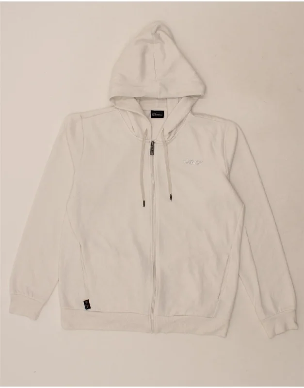 FREDDY Womens Zip Hoodie Sweater UK 16 Large White Polyester Graphic Sweater Embroidered Appliqued FREDDY Womens Zip Hoodie Sweater UK 16 Large White Polyester Graphic Sweater Embroidered Appliqued