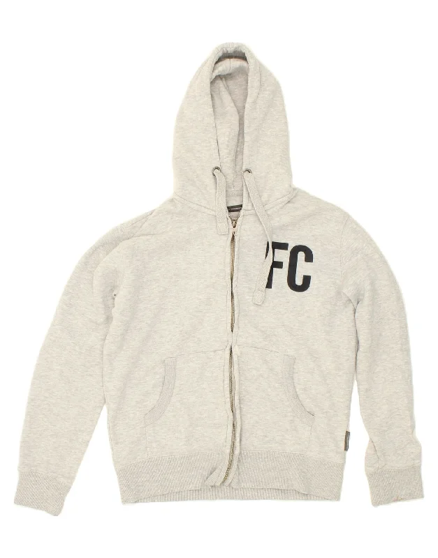 FRENCH CONNECTION Mens Graphic Zip Hoodie Sweater Medium Grey Cotton Chenille Brocade Lace FRENCH CONNECTION Mens Graphic Zip Hoodie Sweater Medium Grey Cotton Chenille Brocade Lace