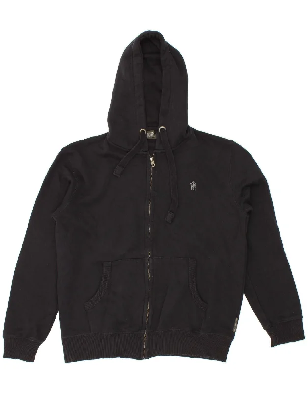 FRENCH CONNECTION Mens Zip Hoodie Sweater Medium Black Cotton Handmade Hand-knitted Hand-woven FRENCH CONNECTION Mens Zip Hoodie Sweater Medium Black Cotton Handmade Hand-knitted Hand-woven
