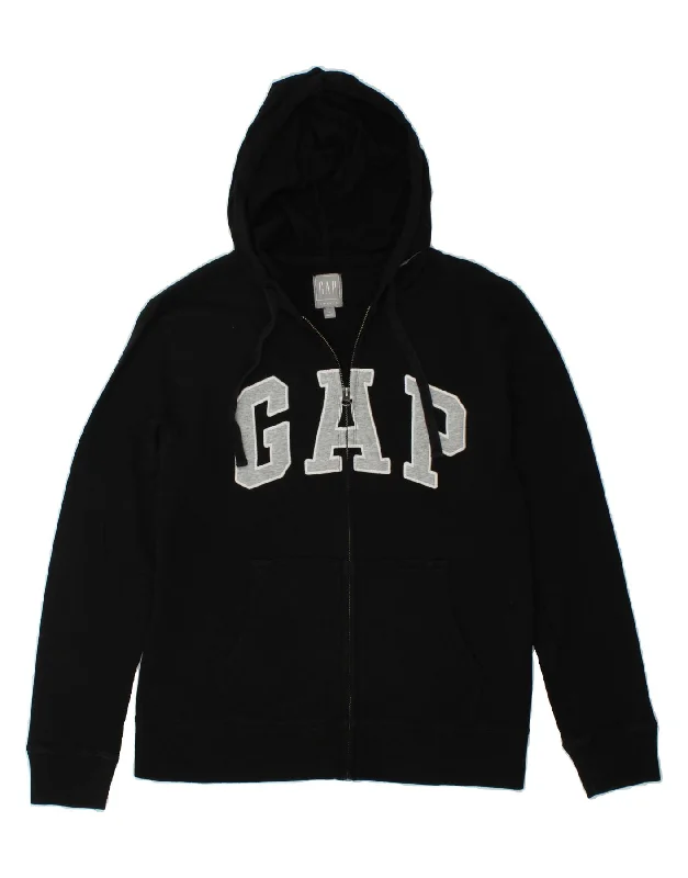 GAP Mens Graphic Zip Hoodie Sweater Medium Black Cotton Polka Dot Checkered Tartan