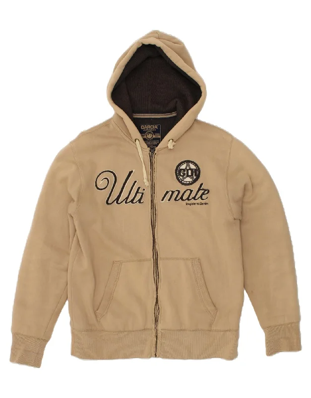GARCIA JEANS Mens Graphic Zip Hoodie Sweater Large Beige Cotton Turtle Neck Boat Neck Asymmetrical Neck GARCIA JEANS Mens Graphic Zip Hoodie Sweater Large Beige Cotton Turtle Neck Boat Neck Asymmetrical Neck
