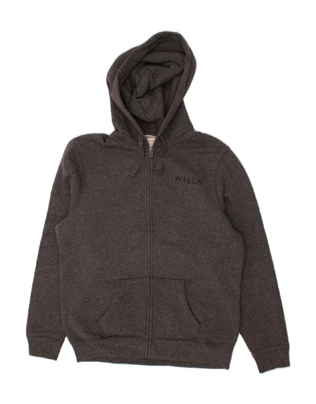 JACK WILLS Mens Zip Hoodie Sweater XL Grey Cotton Sweater Knitwear Pullover