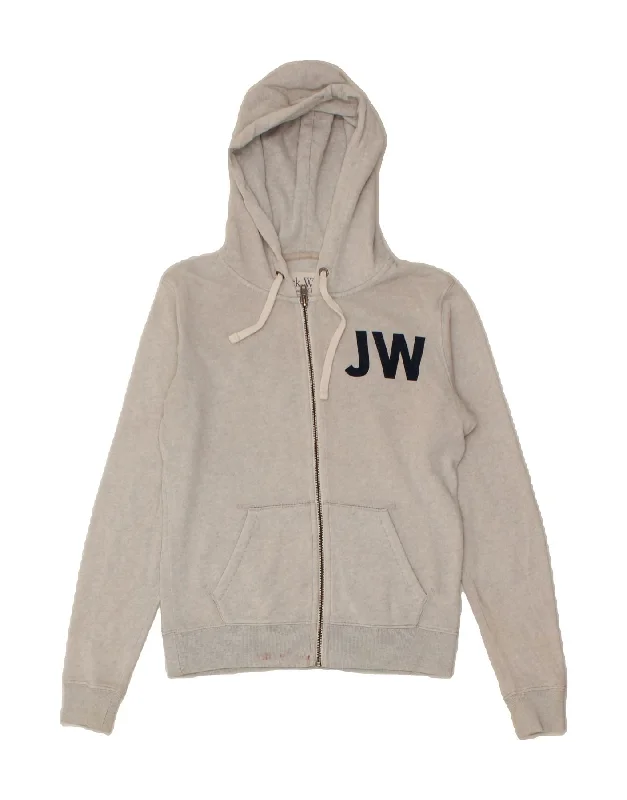 JACK WILLS Womens Oversized Graphic Zip Hoodie Sweater UK 10 Small Grey Polka Dot Checkered Tartan