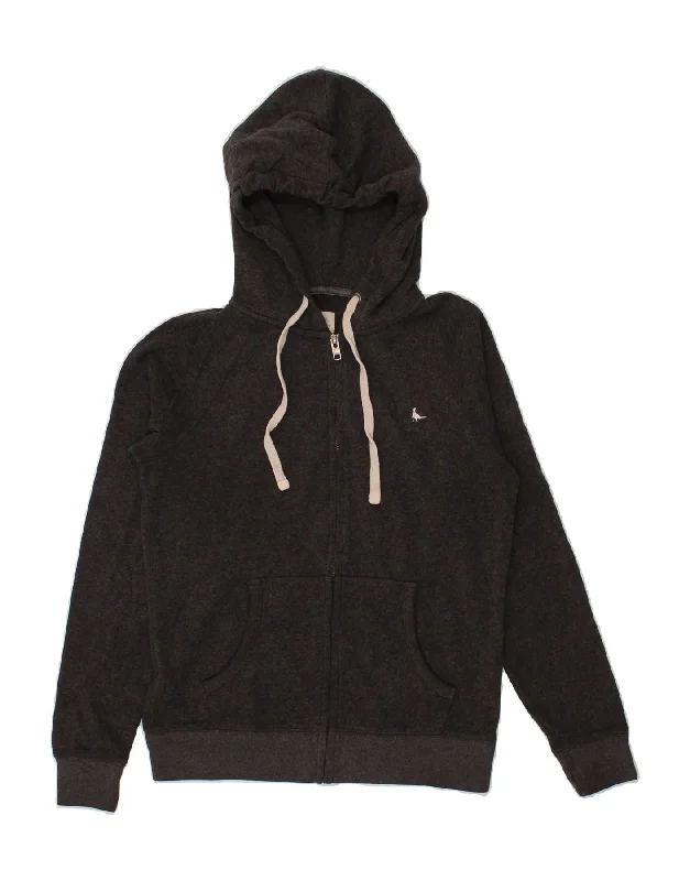 JACK WILLS Womens Oversized Zip Hoodie Sweater UK 10 Small  Grey Cotton Long Sweater Short Sweater Cropped Sweater