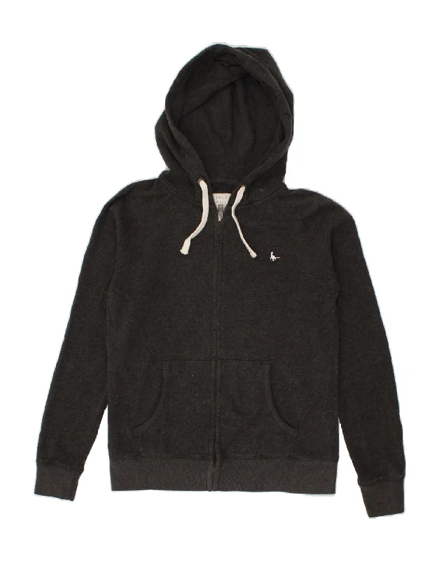 JACK WILLS Womens Zip Hoodie Sweater UK 10 Small Grey Cotton Sequined Glittery Shiny