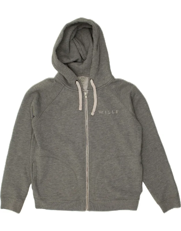 JACK WILLS Womens Zip Hoodie Sweater UK 12 medium  Grey Cotton High Neck Crew Neck V-Neck