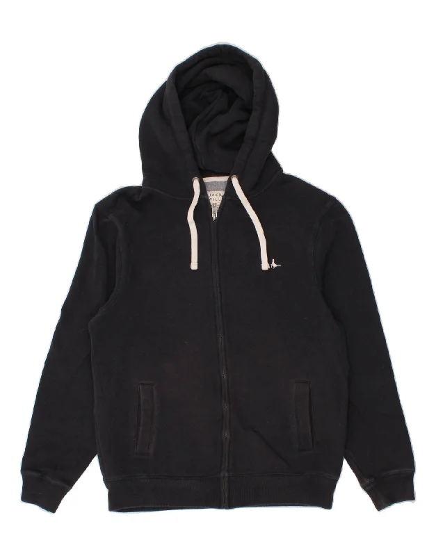 JACK WILLS Womens Zip Hoodie Sweater UK 16 Large Navy Blue Cotton Satin Fabric Silk Fabric Chiffon Fabric