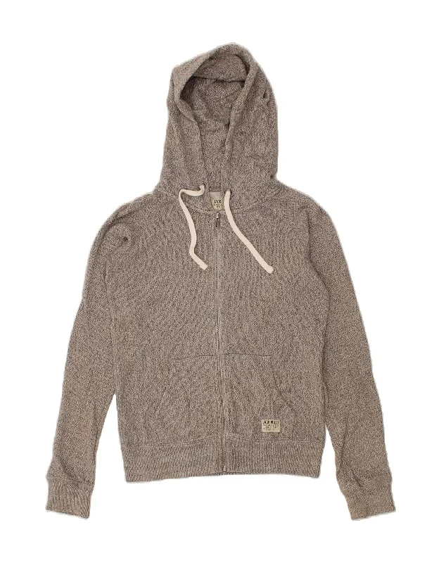 JACK WILLS Womens Zip Hoodie Sweater UK 6 XS  Grey Faux Fur Fabric Real Fur Fabric Shearling Fabric