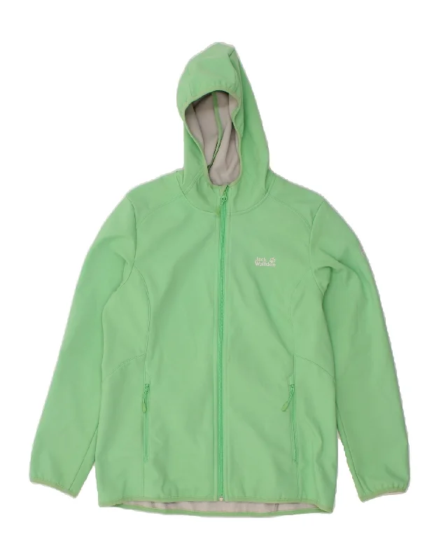 JACK WOLFSKIN Womens Zip Hoodie Sweater UK 12 Medium  Green Polyester Print Jacquard Patchwork