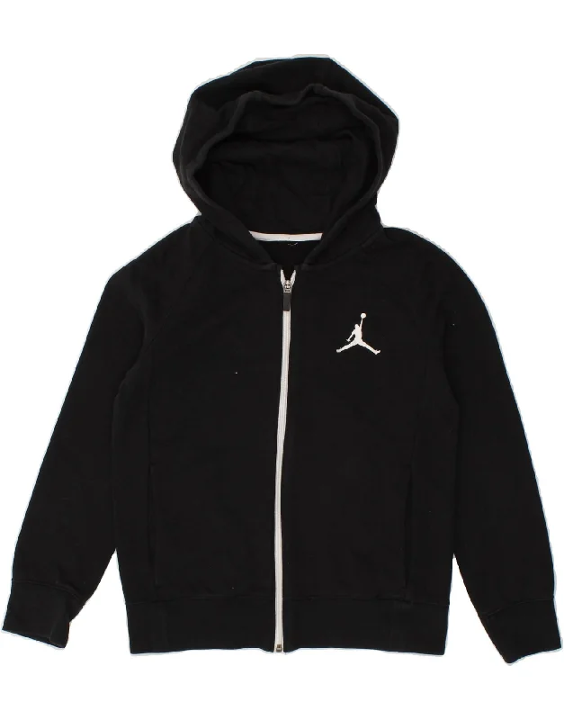 JORDAN Girls Zip Hoodie Sweater 10-11 Years Black Cotton Modern Contemporary Chic