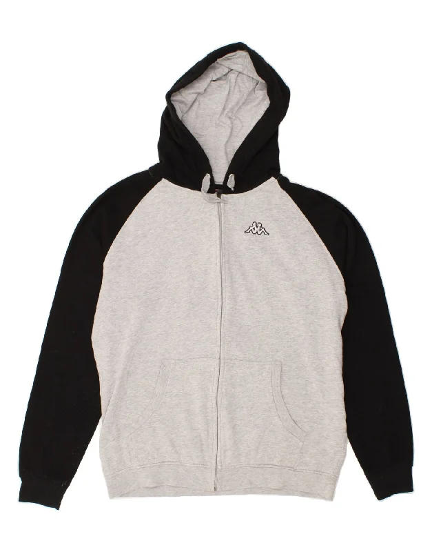 KAPPA Mens Zip Hoodie Sweater 2XL Grey Colourblock Cotton Satin Blend Silk Blend Wool Blend KAPPA Mens Zip Hoodie Sweater 2XL Grey Colourblock Cotton Satin Blend Silk Blend Wool Blend