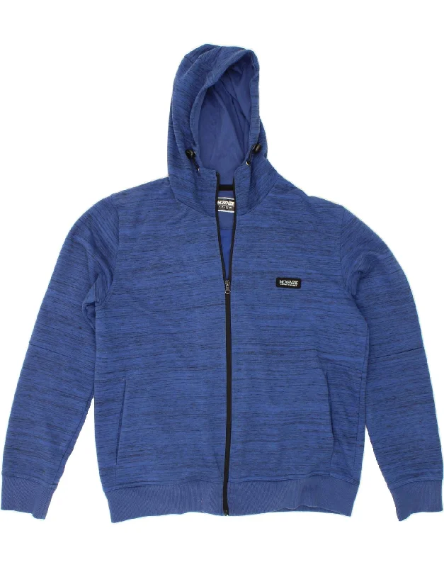 MCKENZIE Mens Zip Hoodie Sweater XL Blue Flecked Cotton Spandex Rayon Corduroy