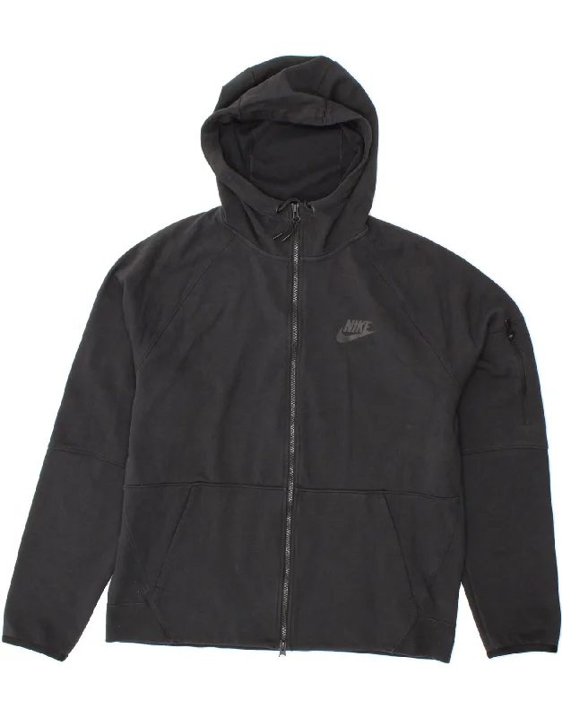 NIKE Mens Zip Hoodie Sweater Large Black Cotton Casual Formal Business