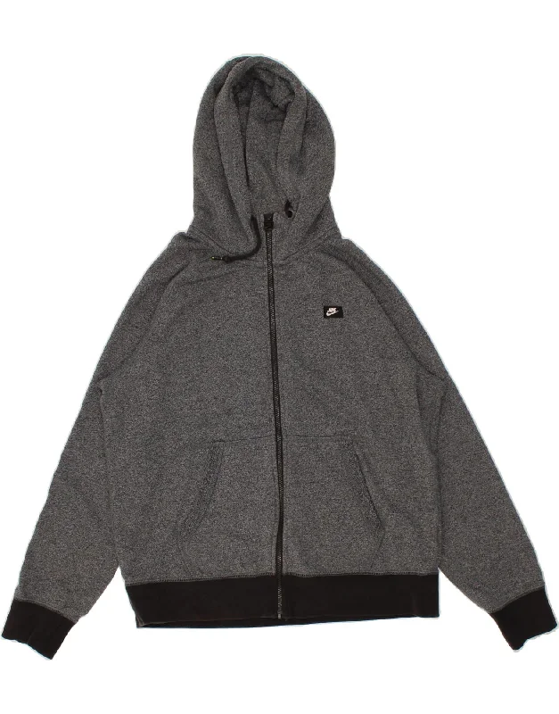 NIKE Mens Zip Hoodie Sweater Large Grey Flecked Lightweight Heavyweight Midweight