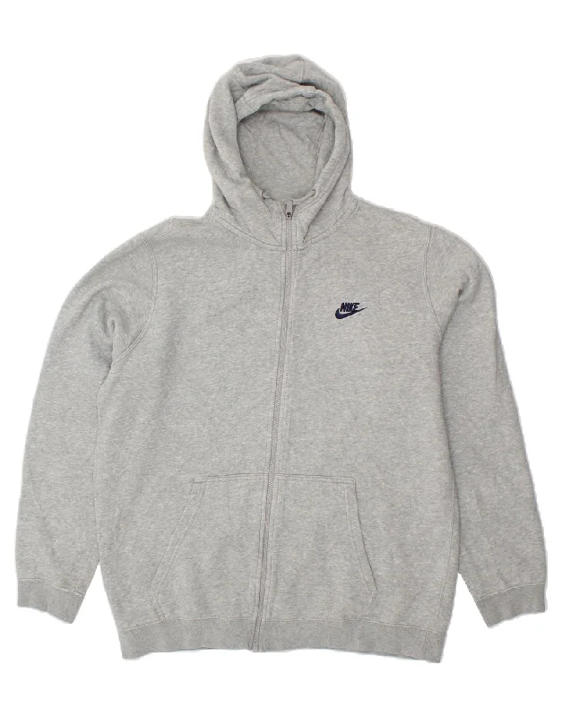 NIKE Mens Zip Hoodie Sweater XL Grey Cotton Lightweight Heavyweight Midweight