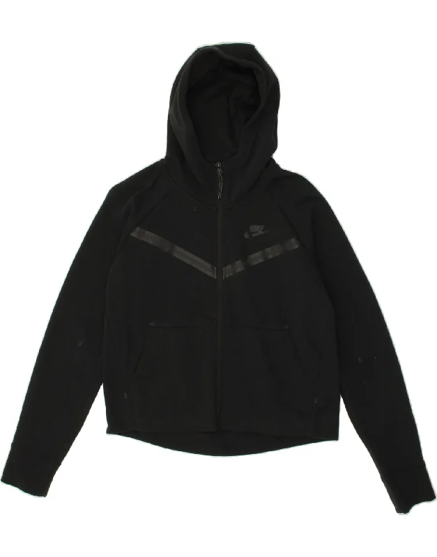 NIKE Womens Oversized Crop Zip Hoodie Sweater UK 6 XS Black Striped Cotton Mesh Blend Leather Blend Suede Blend NIKE Womens Oversized Crop Zip Hoodie Sweater UK 6 XS Black Striped Cotton Mesh Blend Leather Blend Suede Blend
