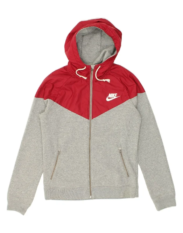 NIKE Womens Zip Hoodie Sweater UK 14 Medium Grey Colourblock Layered Multi-layer Single Layer NIKE Womens Zip Hoodie Sweater UK 14 Medium Grey Colourblock Layered Multi-layer Single Layer