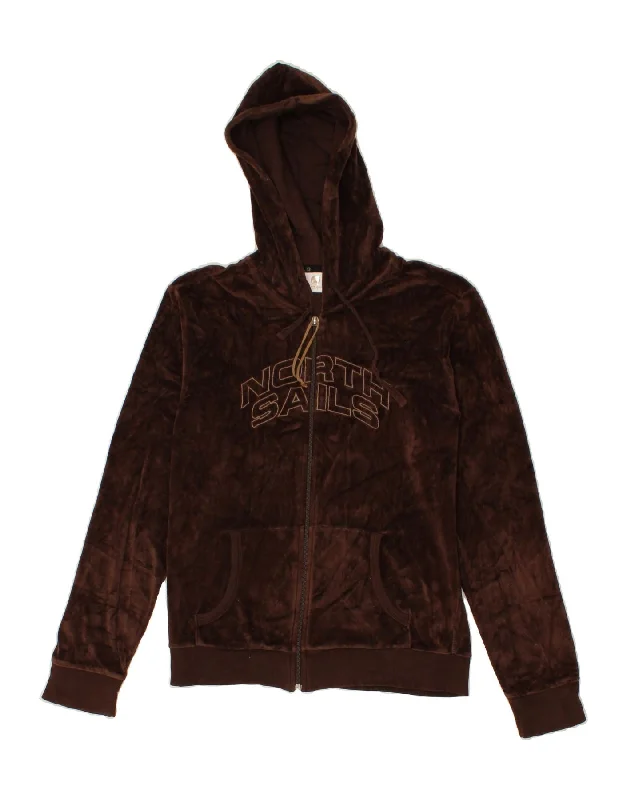 NORTH SAILS Womens Graphic Velvet Zip Hoodie Sweater UK 14 Large Brown Cotton Fabric Linen Fabric Terry Fabric NORTH SAILS Womens Graphic Velvet Zip Hoodie Sweater UK 14 Large Brown Cotton Fabric Linen Fabric Terry Fabric