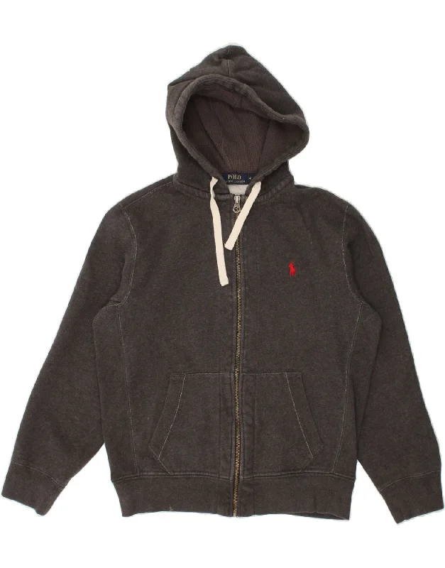POLO RALPH LAUREN Mens Zip Hoodie Sweater Medium Grey Cotton Solid Color Striped Floral Print POLO RALPH LAUREN Mens Zip Hoodie Sweater Medium Grey Cotton Solid Color Striped Floral Print
