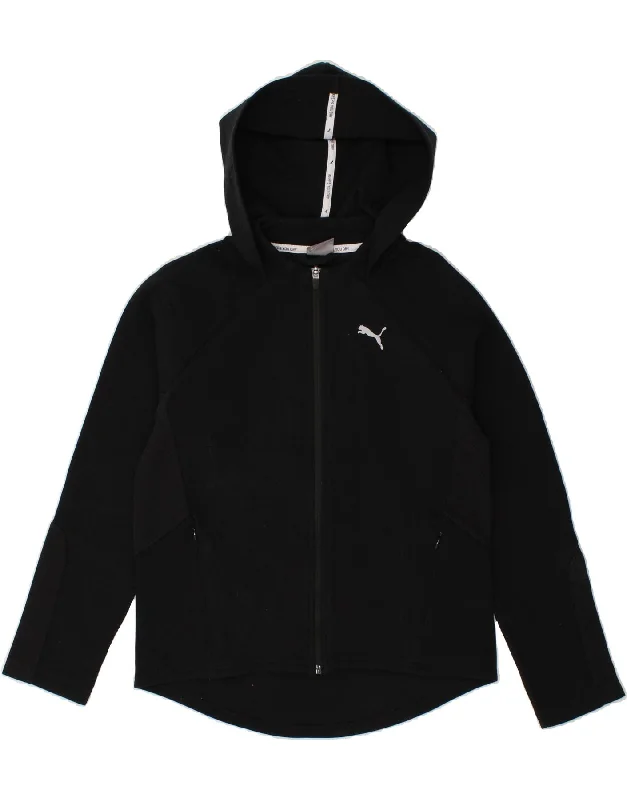 PUMA Womens Zip Hoodie Sweater UK 14 Medium Black Notch Collar Peter Pan Collar Cowl Neck PUMA Womens Zip Hoodie Sweater UK 14 Medium Black Notch Collar Peter Pan Collar Cowl Neck