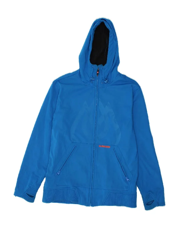 QUIKSILVER Mens Graphic Zip Hoodie Sweater Medium Blue Polyester Chenille Blend Fleece Blend Nylon Blend