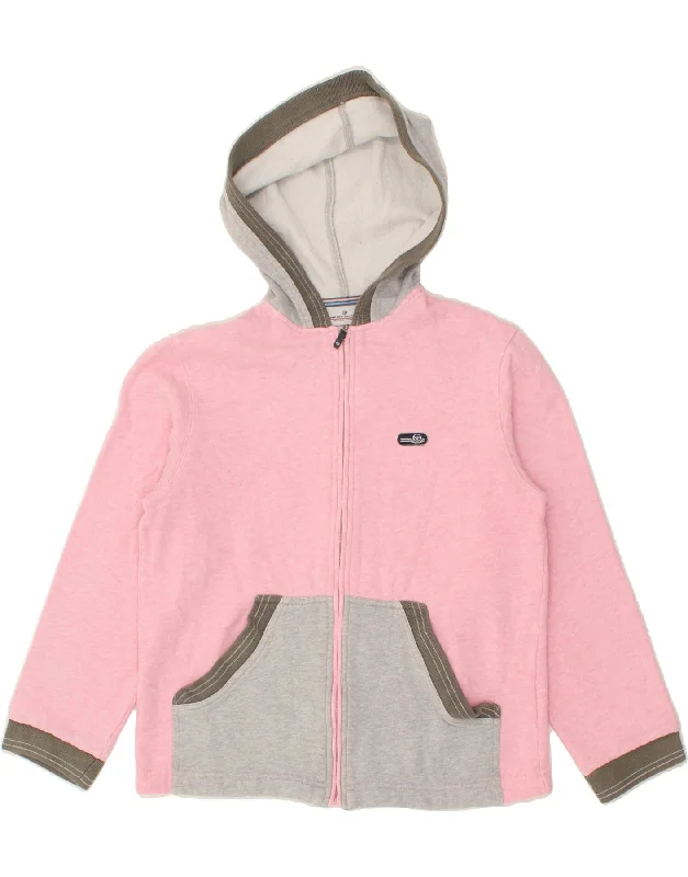 SERGIO TACCHINI Girls Zip Hoodie Sweater 12-13 Years Medium Pink Cashmere Blend Cotton Blend Poly Blend