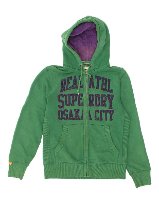 SUPERDRY Mens Graphic Zip Hoodie Sweater Large Green Cotton Beaded Sweater Sequined Faux Fur SUPERDRY Mens Graphic Zip Hoodie Sweater Large Green Cotton Beaded Sweater Sequined Faux Fur