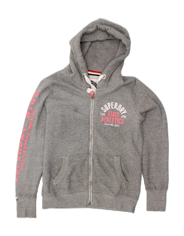 SUPERDRY Womens Graphic Zip Hoodie Sweater UK 16 Large Grey Cotton Iron Safe Non-Iron Wrinkle Free SUPERDRY Womens Graphic Zip Hoodie Sweater UK 16 Large Grey Cotton Iron Safe Non-Iron Wrinkle Free
