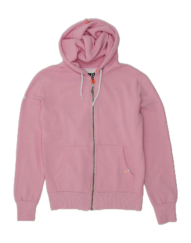 SUPERDRY Womens Oversized Zip Hoodie Sweater UK 10 Small Pink Cotton Lace Blend Ribbed Blend Corduroy Blend SUPERDRY Womens Oversized Zip Hoodie Sweater UK 10 Small Pink Cotton Lace Blend Ribbed Blend Corduroy Blend