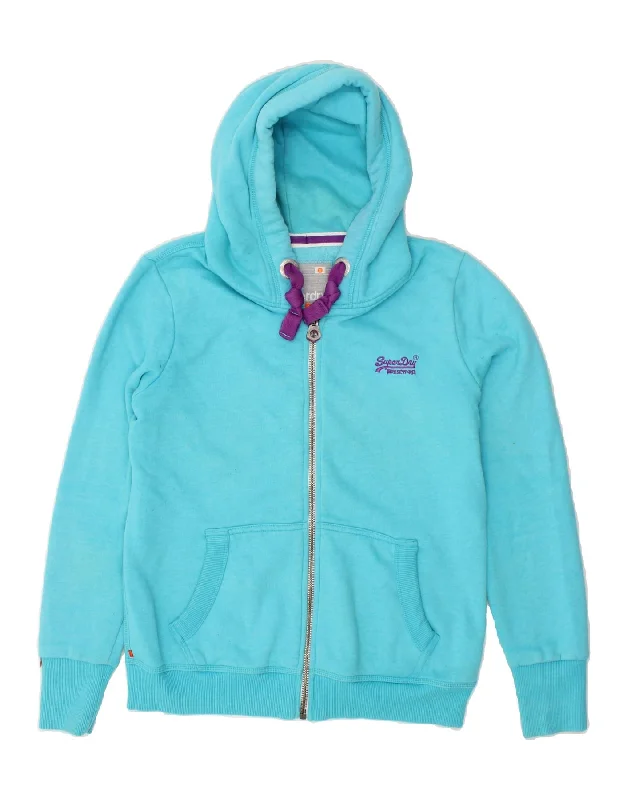 SUPERDRY Womens Zip Hoodie Sweater UK 18 XL Blue Cotton Machine Wash Dry Clean Hand Wash SUPERDRY Womens Zip Hoodie Sweater UK 18 XL Blue Cotton Machine Wash Dry Clean Hand Wash