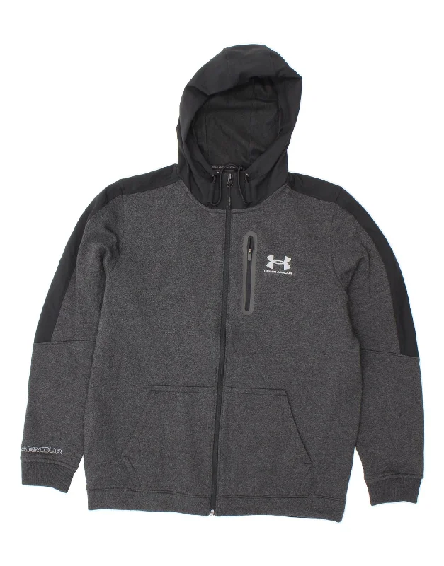 UNDER ARMOUR Womens Graphic Zip Hoodie Sweater UK 16 Large Grey Machine Wash Dry Clean Hand Wash UNDER ARMOUR Womens Graphic Zip Hoodie Sweater UK 16 Large Grey Machine Wash Dry Clean Hand Wash
