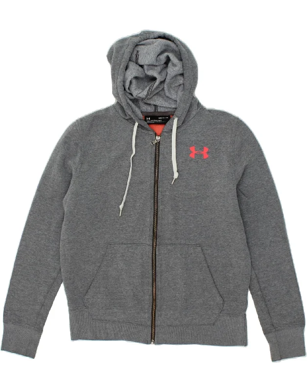 UNDER ARMOUR Womens Oversized Graphic Zip Hoodie Sweater UK 10 Small Grey Striped Floral Plaid UNDER ARMOUR Womens Oversized Graphic Zip Hoodie Sweater UK 10 Small Grey Striped Floral Plaid
