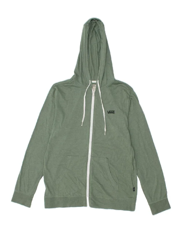 VANS Mens Zip Hoodie Sweater Medium Green Cotton Casual Formal Business