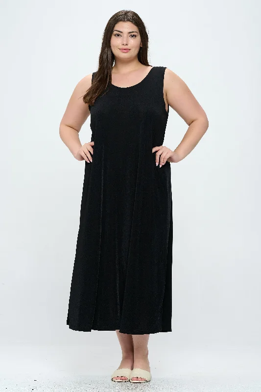 Plus Size Stretchy Tank Long Dress Sleeveless -7000BN-TXS1 Tunics Bridal satin